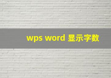 wps word 显示字数